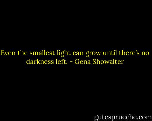 Even the smallest light can grow until there’s no darkness left. - Gena Showalter