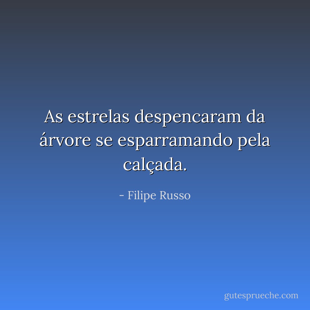 As estrelas despencaram da árvore se esparramando pela calçada. - Filipe Russo