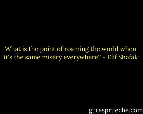 What is the point of roaming the world when it's the same misery everywhere? - Elif Shafak