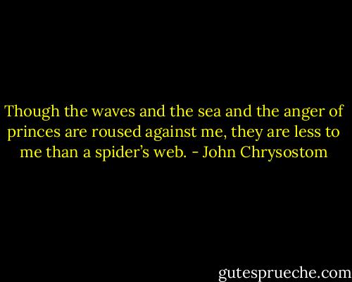 Though the waves and the sea and the anger of princes are roused against me, they are less to me than a spider’s web. - John Chrysostom