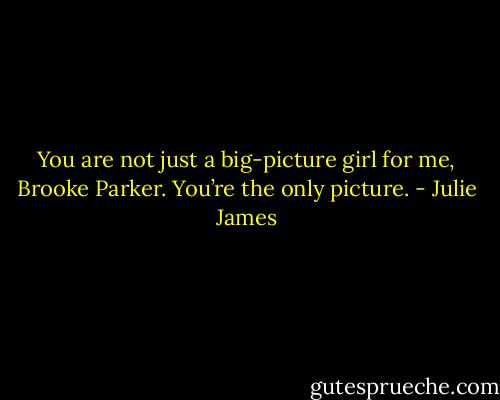 You are not just a big-picture girl for me, Brooke Parker. You’re the only picture. - Julie James