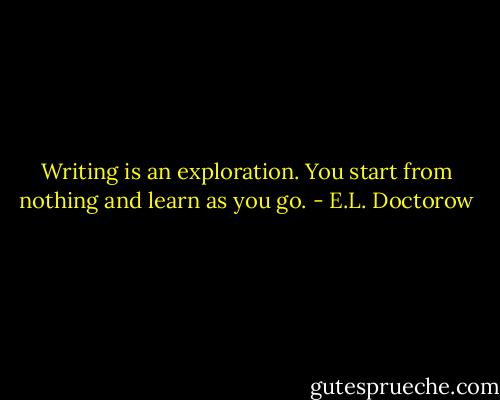 Writing is an exploration. You start from nothing and learn as you go. - E.L. Doctorow