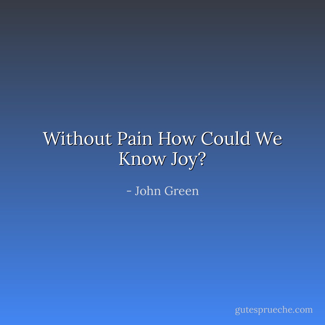 Without Pain How Could We Know Joy? - John Green