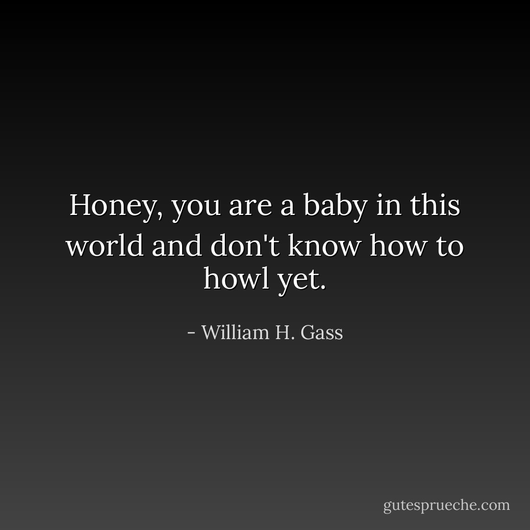 Honey, you are a baby in this world and don't know how to howl yet. - William H. Gass