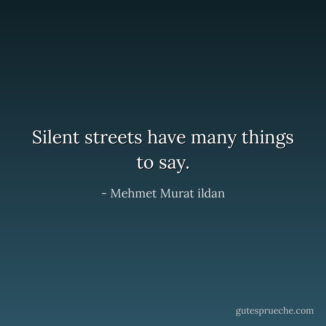 Silent streets have many things to say. - Mehmet Murat ildan
