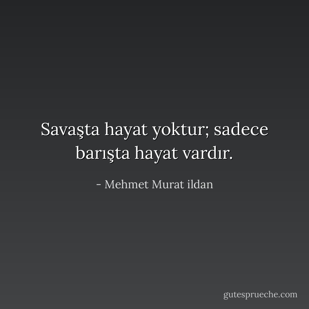 Savaşta hayat yoktur; sadece barışta hayat vardır. - Mehmet Murat ildan