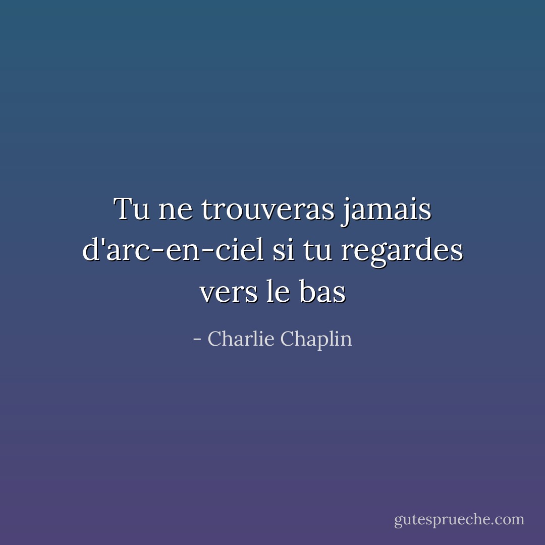 Tu ne trouveras jamais d'arc-en-ciel si tu regardes vers le bas - Charlie Chaplin