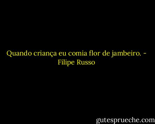 Quando criança eu comia flor de jambeiro. - Filipe Russo