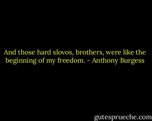 And those hard slovos, brothers, were like the beginning of my freedom. - Anthony Burgess