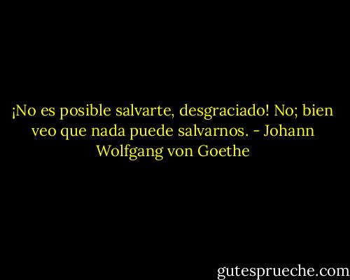 ¡No es posible salvarte, desgraciado! No; bien veo que nada puede salvarnos. - Johann Wolfgang von Goethe