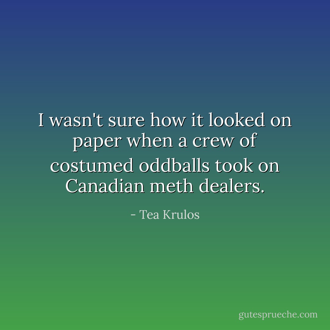 I wasn't sure how it looked on paper when a crew of costumed oddballs took on Canadian meth dealers. - Tea Krulos