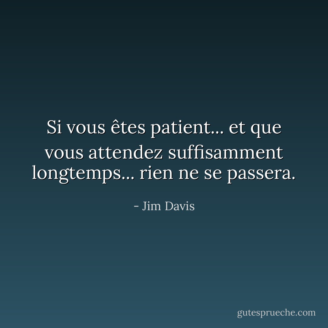 Si vous êtes patient... et que vous attendez suffisamment longtemps... rien ne se passera. - Jim Davis