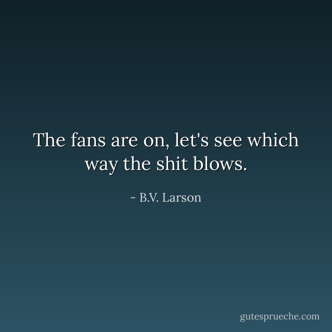 The fans are on, let's see which way the shit blows. - B.V. Larson