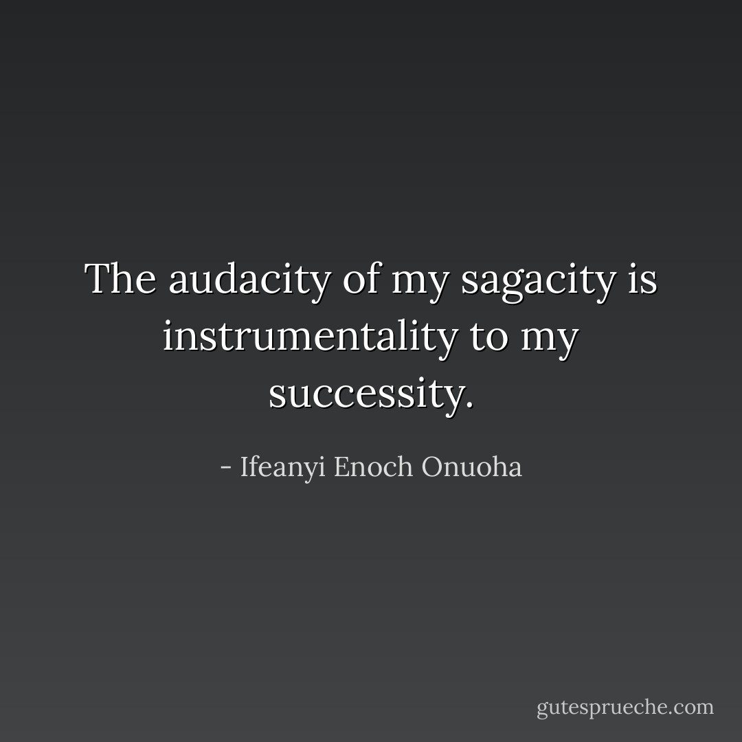The audacity of my sagacity is instrumentality to my successity. - Ifeanyi Enoch Onuoha