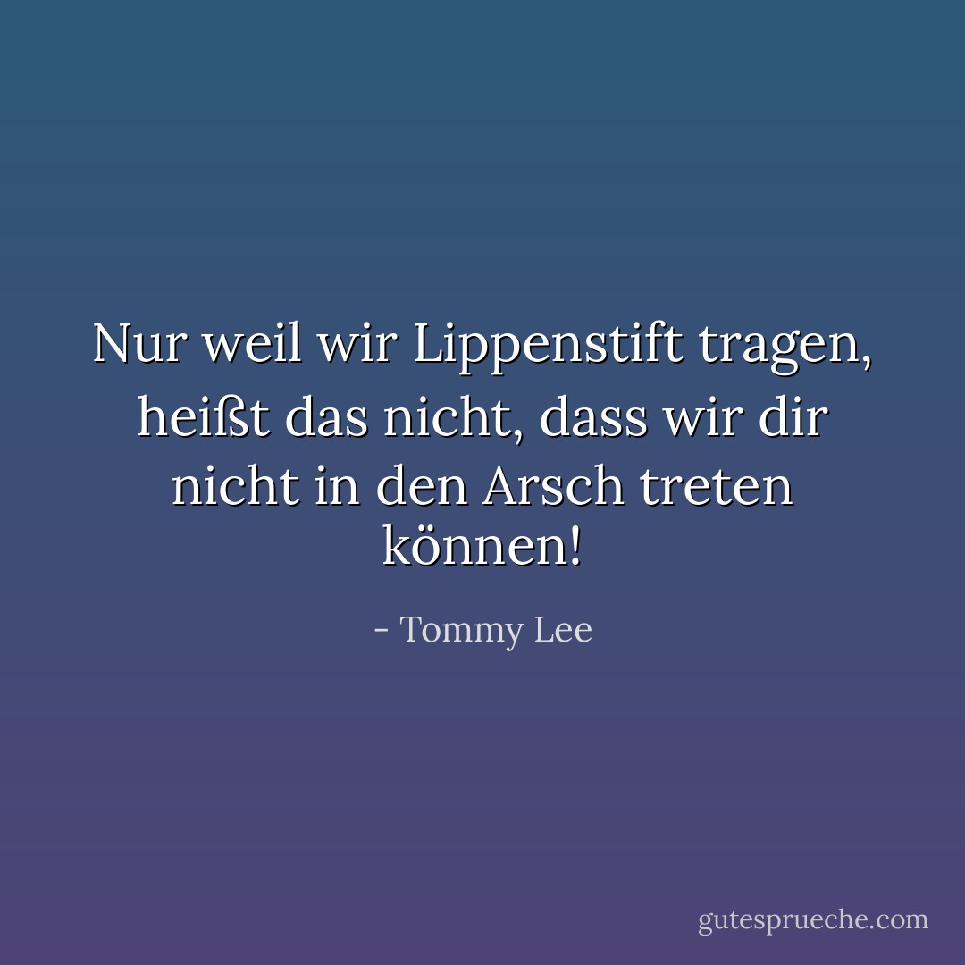 Nur weil wir Lippenstift tragen, heißt das nicht, dass wir dir nicht in den Arsch treten können! - Tommy Lee<