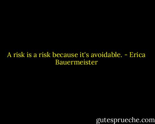 A risk is a risk because it's avoidable. - Erica Bauermeister