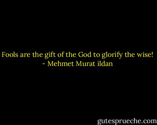 Fools are the gift of the God to glorify the wise! - Mehmet Murat ildan