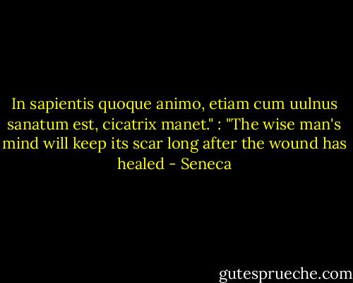 In sapientis quoque animo, etiam cum uulnus sanatum est, cicatrix manet." : "The wise man's mind will keep its scar long after the wound has healed - Seneca