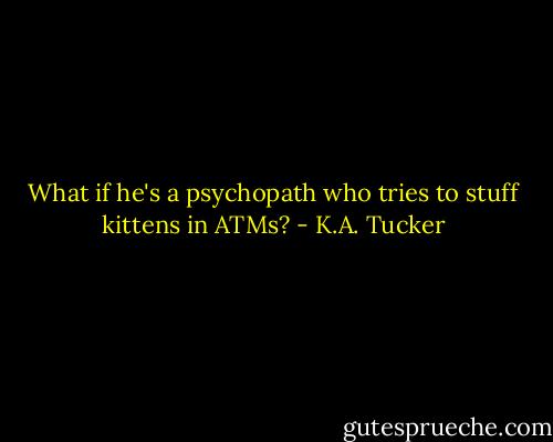 What if he's a psychopath who tries to stuff kittens in ATMs? - K.A. Tucker