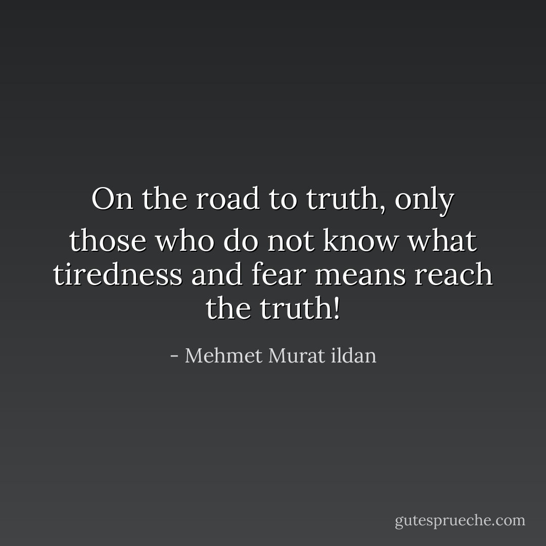 On the road to truth, only those who do not know what tiredness and fear means reach the truth! - Mehmet Murat ildan