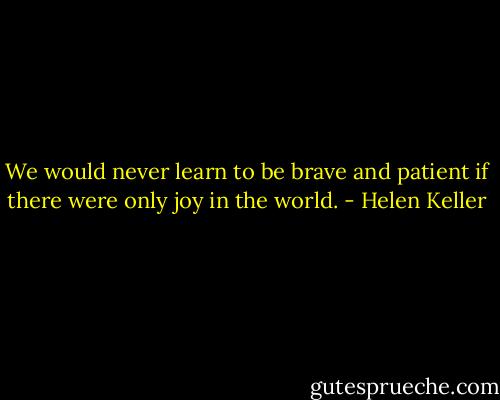 We would never learn to be brave and patient if there were only joy in the world. - Helen Keller