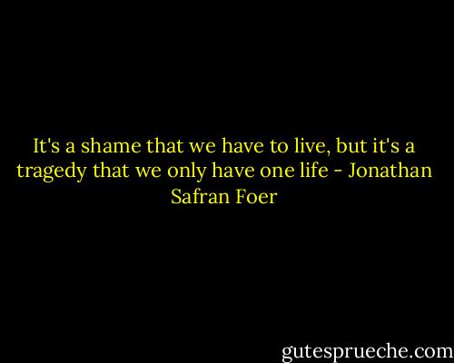 It's a shame that we have to live, but it's a tragedy that we only have one life - Jonathan Safran Foer