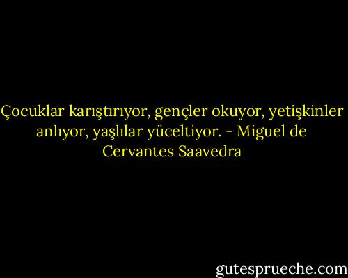 Çocuklar karıştırıyor, gençler okuyor, yetişkinler anlıyor, yaşlılar yüceltiyor. - Miguel de Cervantes Saavedra