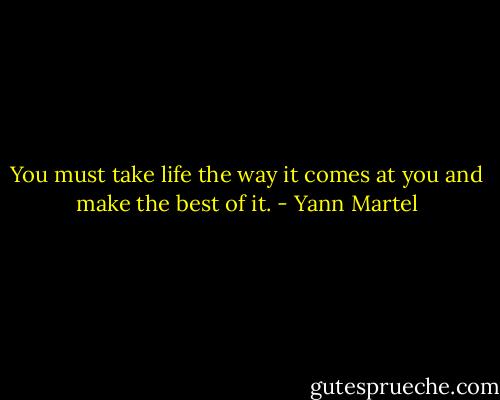 You must take life the way it comes at you and make the best of it. - Yann Martel