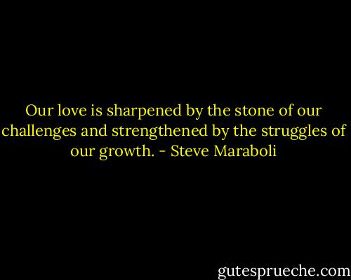 Our love is sharpened by the stone of our challenges and strengthened by the struggles of our growth. - Steve Maraboli