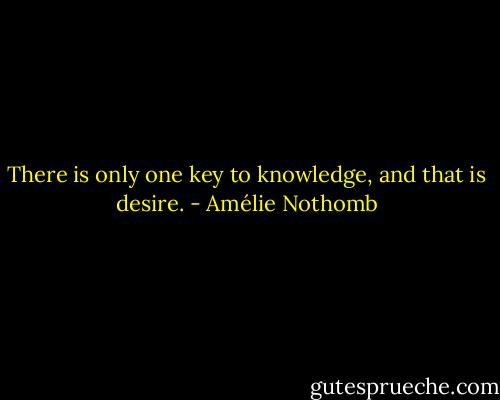 There is only one key to knowledge, and that is desire. - Amélie Nothomb