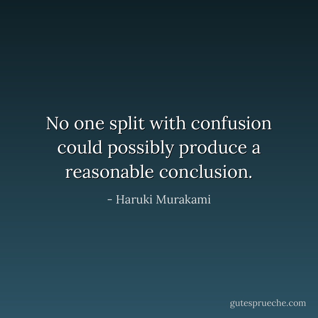 No one split with confusion could possibly produce a reasonable conclusion. - Haruki Murakami