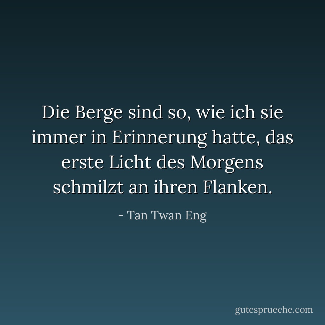 Die Berge sind so, wie ich sie immer in Erinnerung hatte, das erste Licht des Morgens schmilzt an ihren Flanken. - Tan Twan Eng<