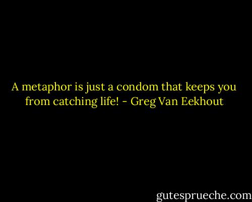 A metaphor is just a condom that keeps you from catching life! - Greg Van Eekhout