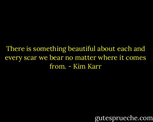 There is something beautiful about each and every scar we bear no matter where it comes from. - Kim Karr