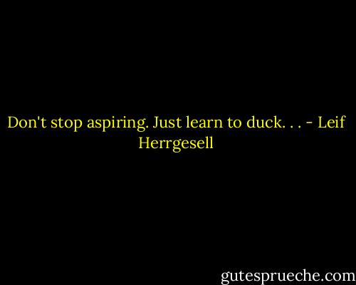Don't stop aspiring. Just learn to duck. . . - Leif Herrgesell