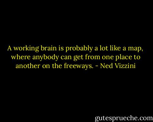 A working brain is probably a lot like a map, where anybody can get from one place to another on the freeways. - Ned Vizzini