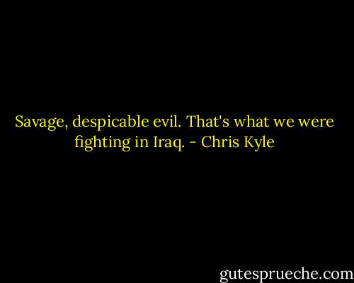 Savage, despicable evil. That's what we were fighting in Iraq. - Chris Kyle