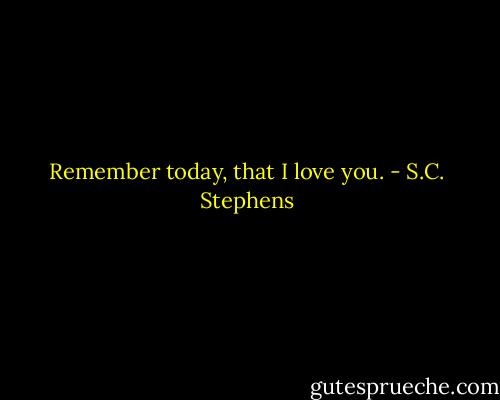 Remember today, that I love you. - S.C. Stephens