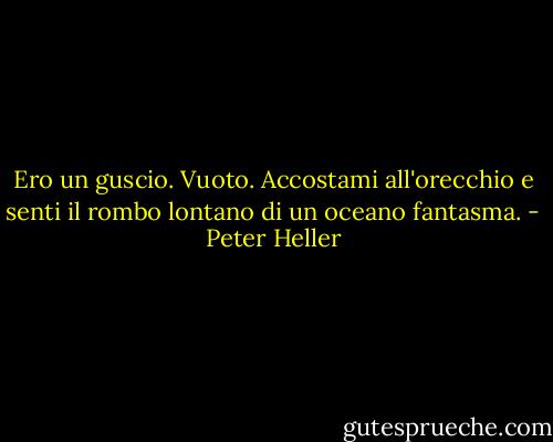 Ero un guscio. Vuoto. Accostami all'orecchio e senti il rombo lontano di un oceano fantasma. - Peter Heller