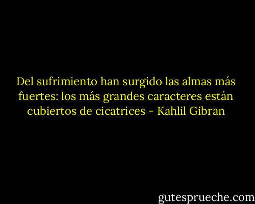 Del sufrimiento han surgido las almas más fuertes: los más grandes caracteres están cubiertos de cicatrices - Kahlil Gibran