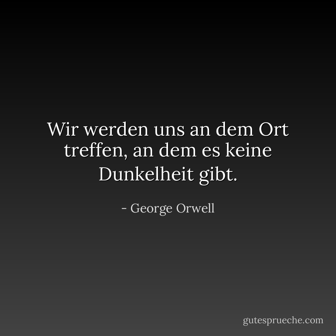 Wir werden uns an dem Ort treffen, an dem es keine Dunkelheit gibt. - George Orwell<