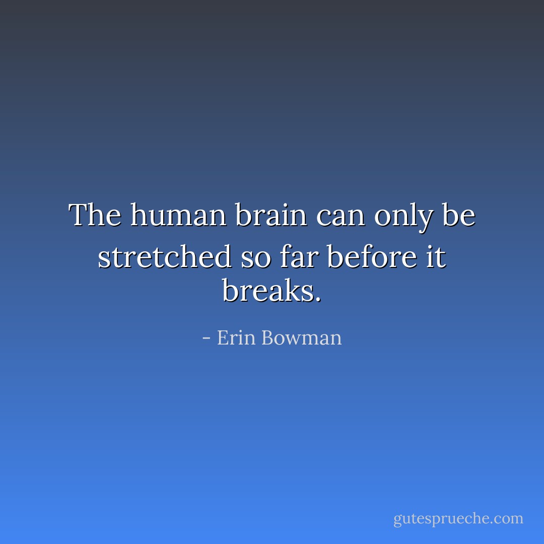 The human brain can only be stretched so far before it breaks. - Erin Bowman