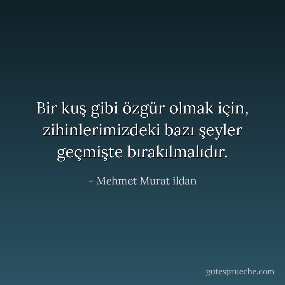 Bir kuş gibi özgür olmak için, zihinlerimizdeki bazı şeyler geçmişte bırakılmalıdır. - Mehmet Murat ildan