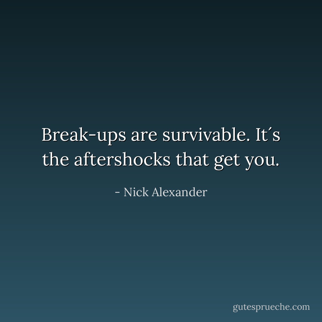 Break-ups are survivable. It´s the aftershocks that get you. - Nick Alexander