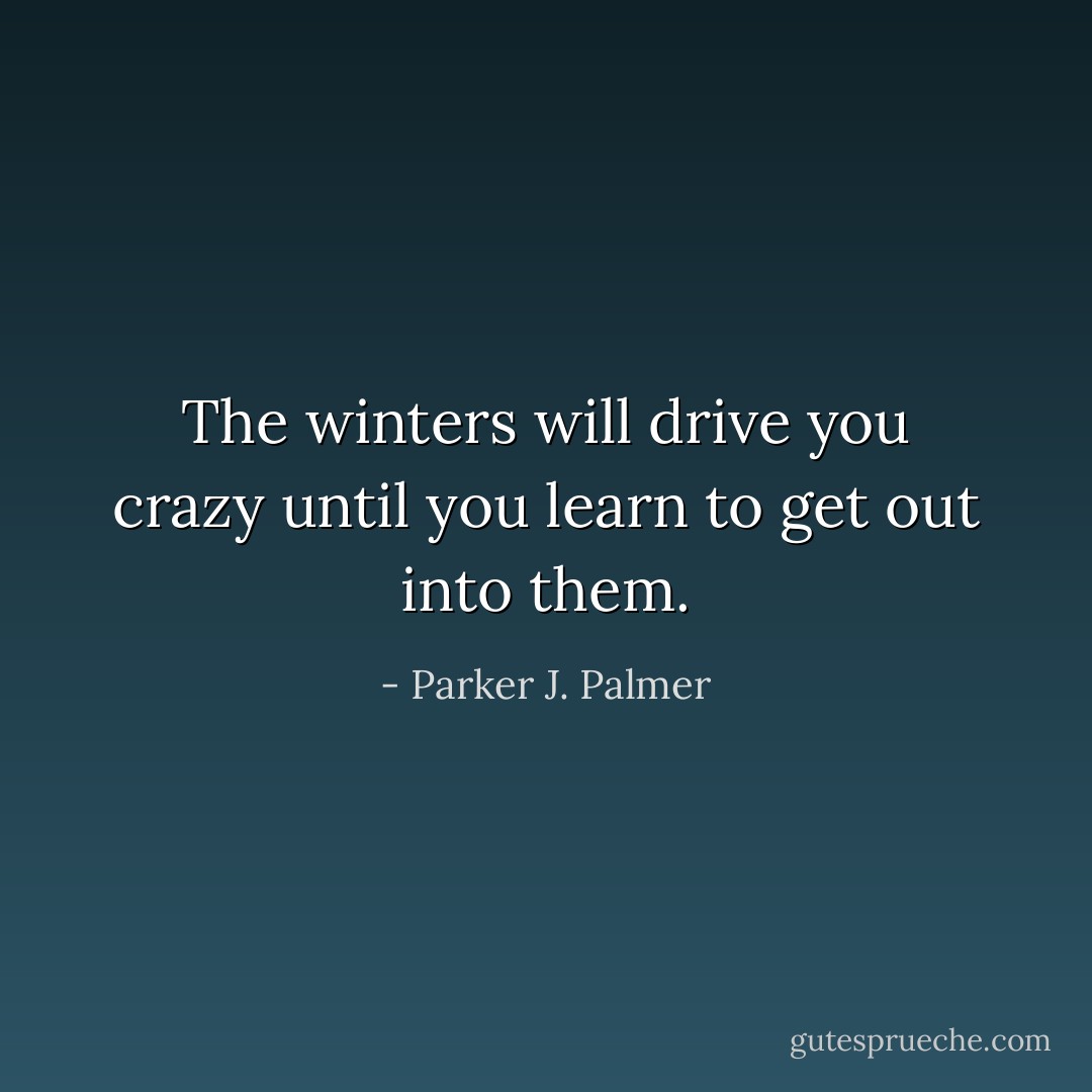 The winters will drive you crazy until you learn to get out into them. - Parker J. Palmer