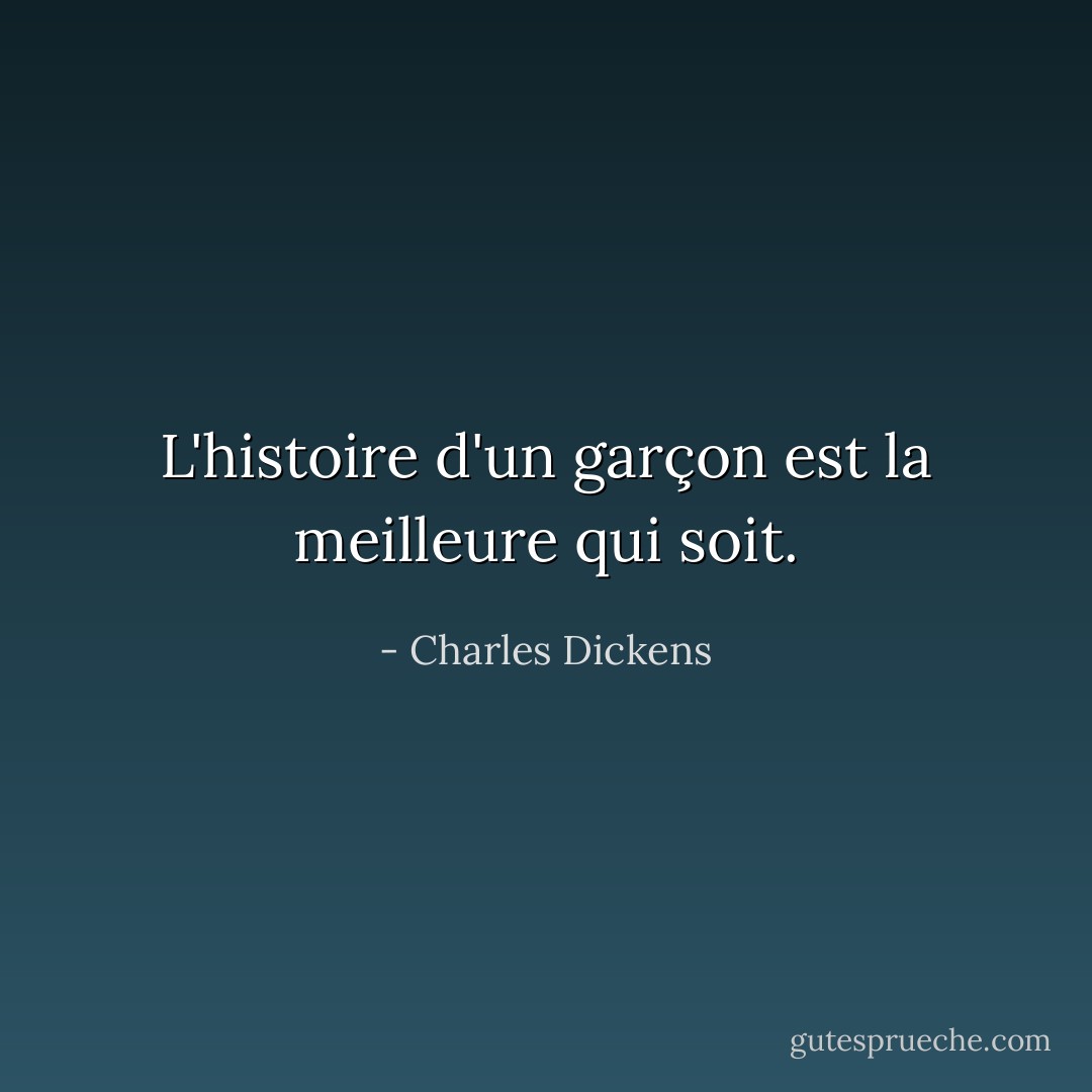L'histoire d'un garçon est la meilleure qui soit. - Charles Dickens