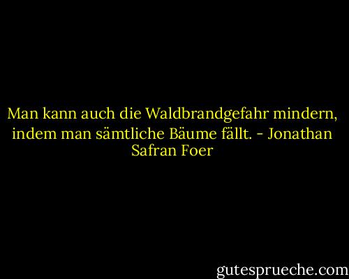 Man kann auch die Waldbrandgefahr mindern, indem man sämtliche Bäume fällt. - Jonathan Safran Foer