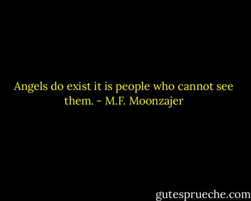 Angels do exist it is people who cannot see them. - M.F. Moonzajer