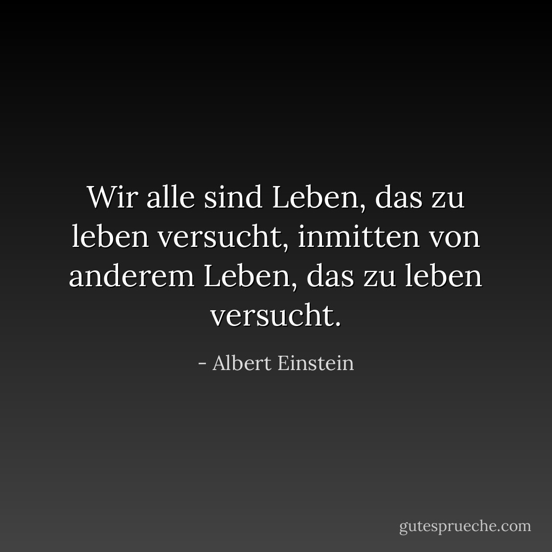 Wir alle sind Leben, das zu leben versucht, inmitten von anderem Leben, das zu leben versucht. - Albert Einstein<
