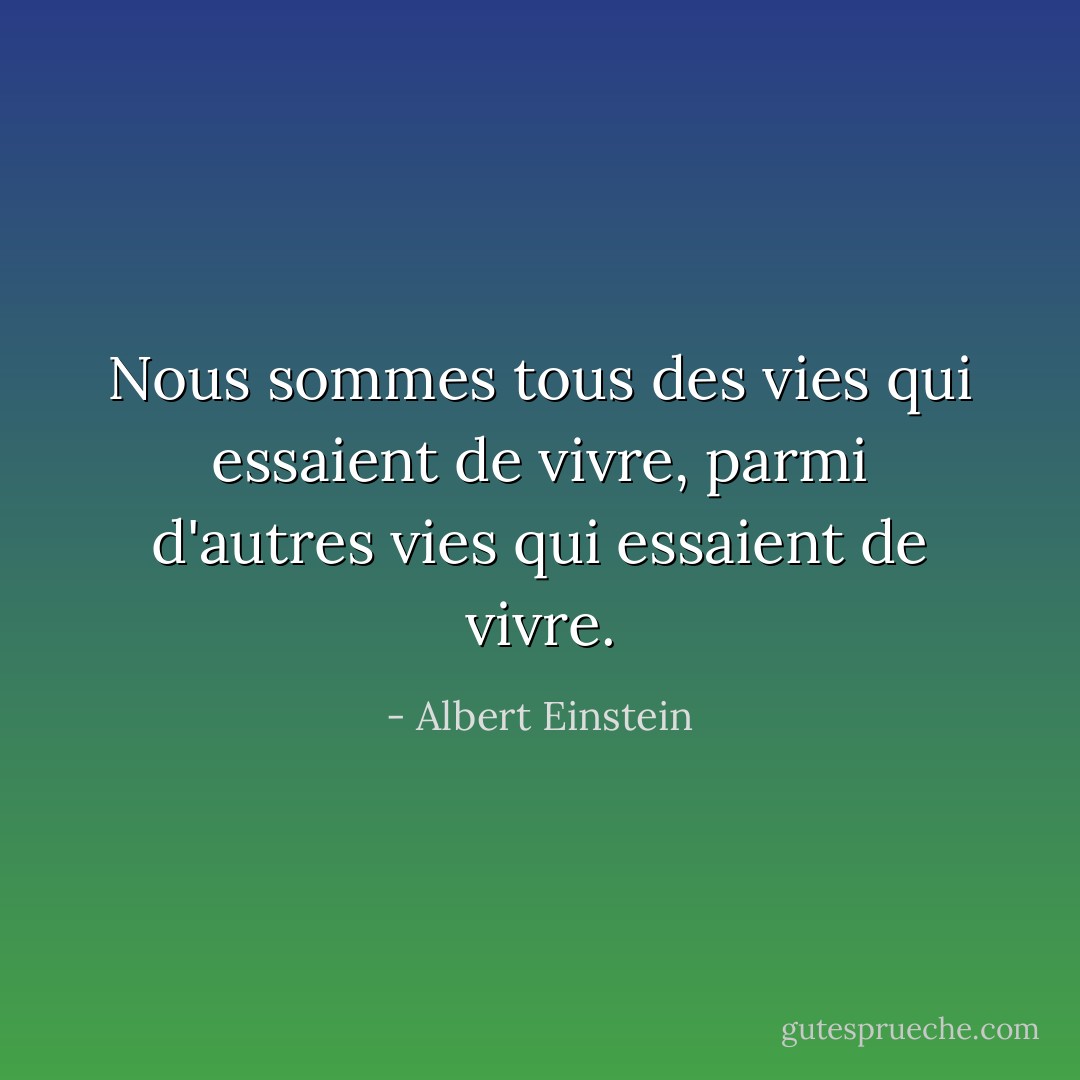 Nous sommes tous des vies qui essaient de vivre, parmi d'autres vies qui essaient de vivre. - Albert Einstein